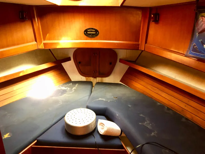 Slide: The Image of Wooden interior panel with floral carving on 1978 CHB 34 boat. - 8