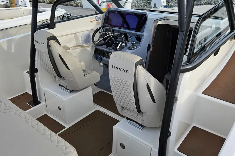 Slide: The Image of Interior of 2025 Navan S30 boat with luxurious seating and modern design. - 15