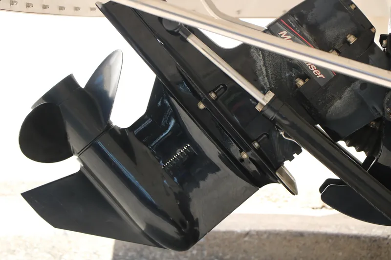 Slide: The Image of Close-up of a 2006 Larson 206 Senza boat propeller and motor. - 31