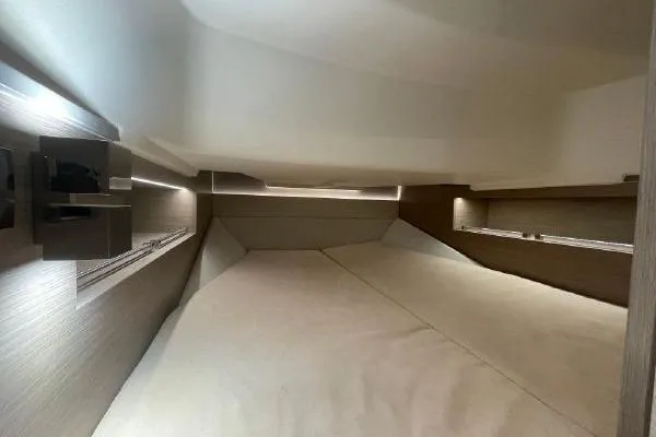 Slide: The Image of 2023 Fjord 38 Xpress cabin interior with modern design and ambient lighting. - 11