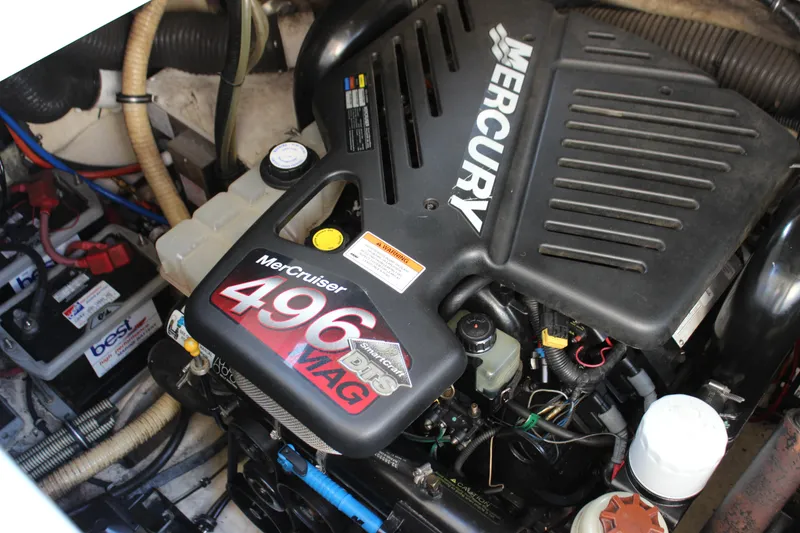 Slide: The Image of Engine compartment of a 2008 Formula 34 Performance Cruiser with MerCruiser 496 MAG engine. - 60