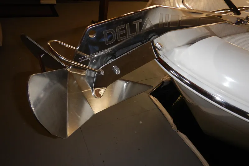 Slide: The Image of Anchor detail on 2008 Meridian 411 Sedan boat, featuring Delta anchor design. - 56