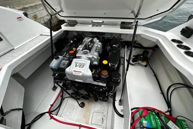 Slide: The Image of 2023 Cobalt R8 boat interior with sleek seating and modern design. - 16