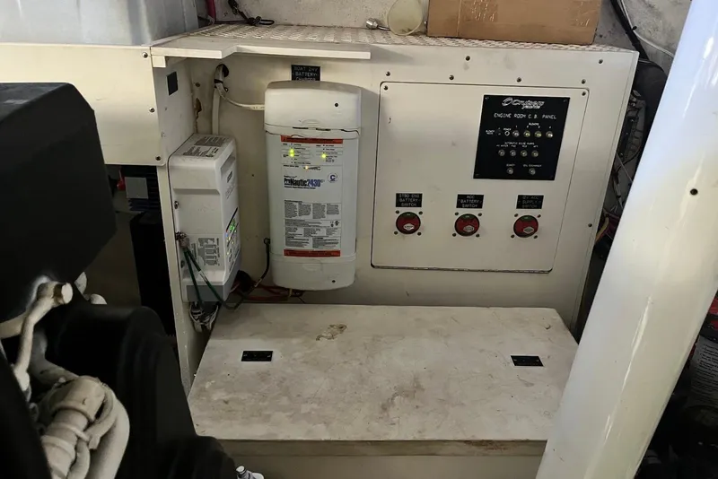 Slide: The Image of Engine room control panel of 2006 Cruisers Yachts 520 Express. - 19