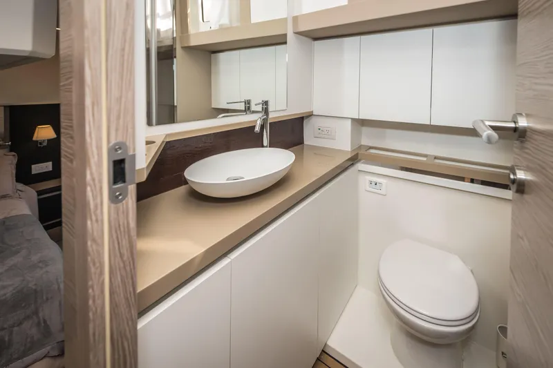 Slide: The Image of Modern bathroom interior in 2024 Greenline 45 Coupe Hybrid yacht. - 16