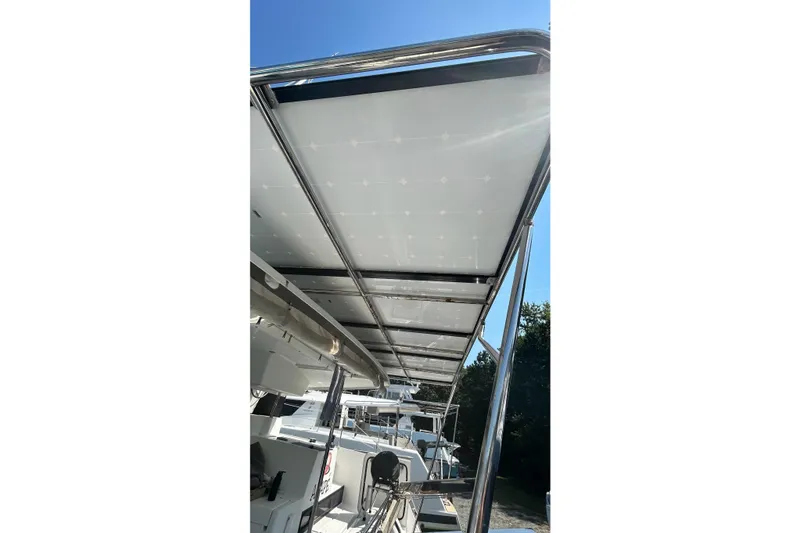 Slide: The Image of 2019 Fountaine Pajot Helia 44 Evolution catamaran with solar panels on the roof. - 13