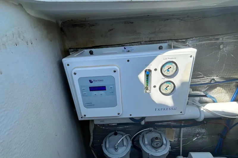 Slide: The Image of Control panel of a 2019 Fountaine Pajot Helia 44 Evolution yacht, featuring gauges and digital display. - 16