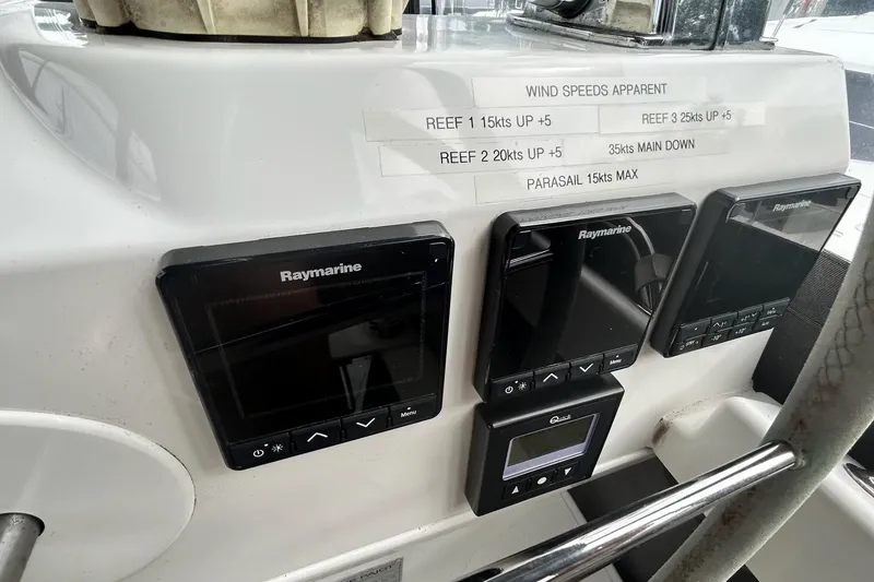 Slide: The Image of Control panel of 2019 Fountaine Pajot Helia 44 Evolution with Raymarine displays. - 23