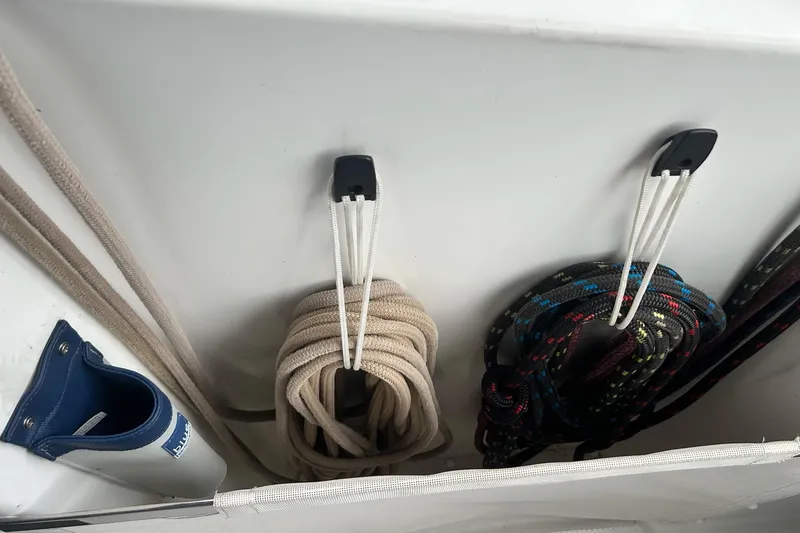 Slide: The Image of Coiled ropes on 2019 Fountaine Pajot Helia 44 Evolution catamaran deck. - 28