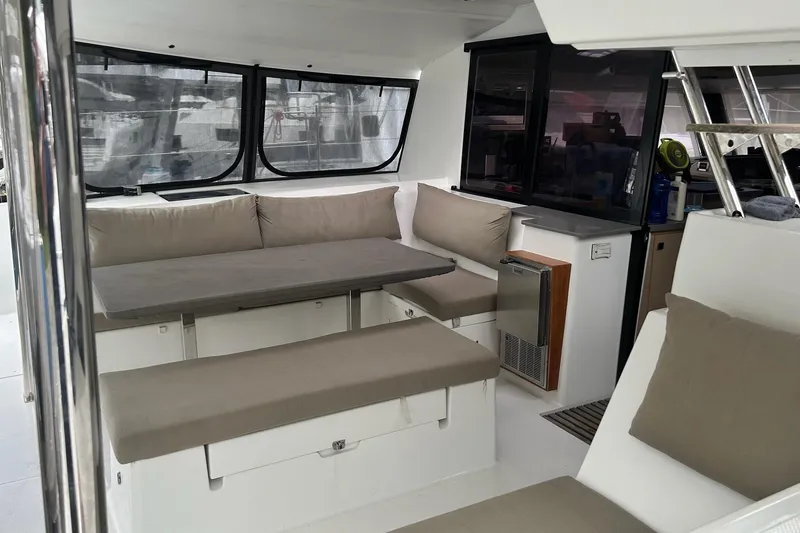 Slide: The Image of Interior of 2019 Fountaine Pajot Helia 44 Evolution catamaran with seating and table. - 37
