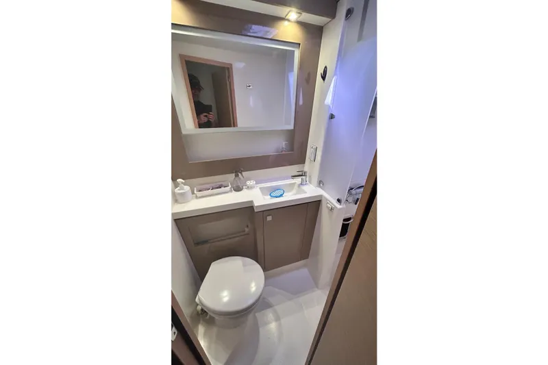 Slide: The Image of Modern bathroom in 2019 Fountaine Pajot Helia 44 Evolution yacht, featuring sleek design and amenities. - 68