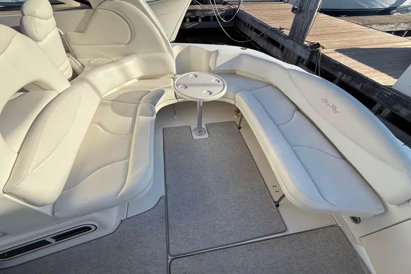 Slide: The Image of Luxurious seating area on a 2004 Sea Ray 380 Sundancer yacht. - 7