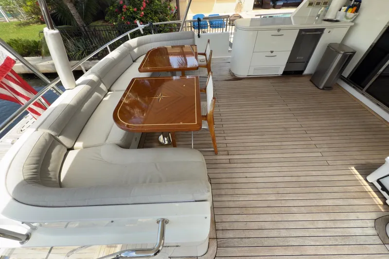 Slide: The Image of Aerial view of 2006 Cheoy Lee 84 Bravo yacht on water. - 10