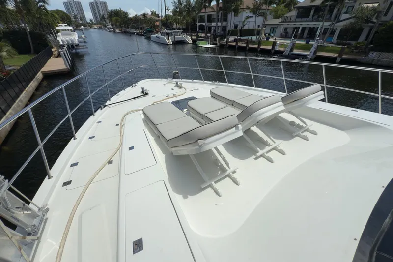 Slide: The Image of Luxurious 2006 Cheoy Lee 84 Bravo yacht interior with elegant seating and scenic views. - 29