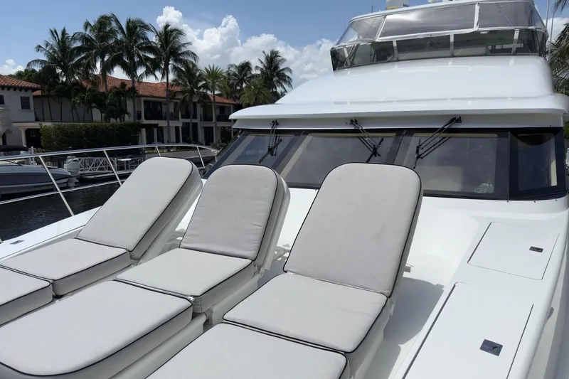 Slide: The Image of Helm of 2006 Cheoy Lee 84 Bravo yacht with navigation screens and controls. - 33