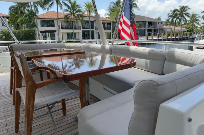 Slide: The Image of Luxurious bedroom interior of 2006 Cheoy Lee 84 Bravo yacht with elegant wood finishes. - 43