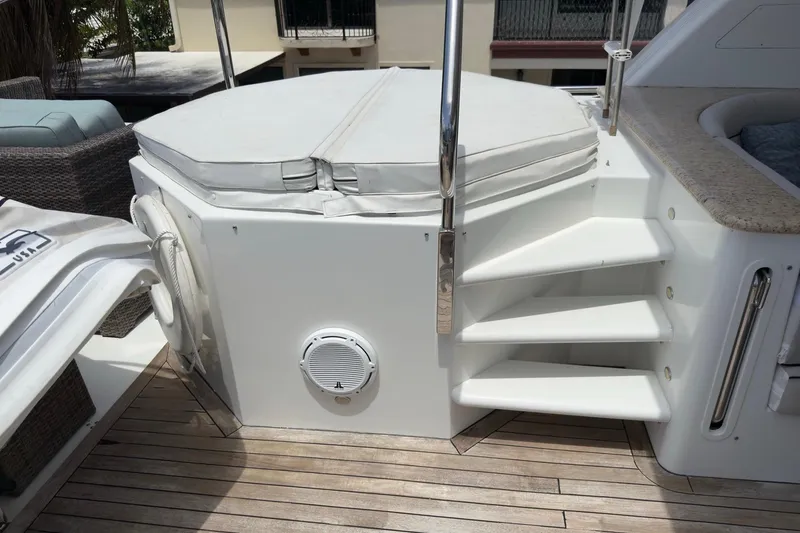 Slide: The Image of Luxurious bathroom in 2006 Cheoy Lee 84 Bravo yacht with marble countertop and glass shower. - 45