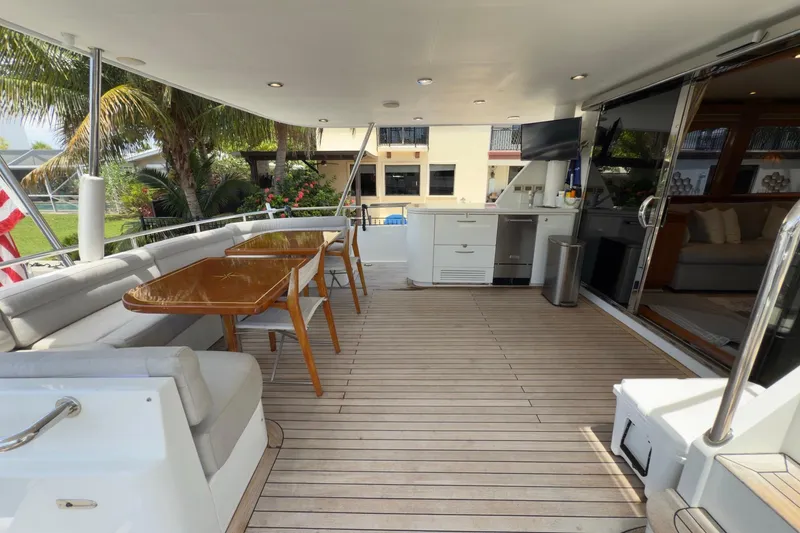 Slide: The Image of Aerial view of 2006 Cheoy Lee 84 Bravo yacht cruising on water. - 9