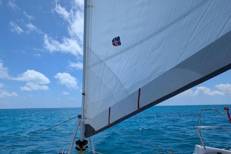 Slide: The Image of Sailing on a 2020 Leopard 40 catamaran with clear blue skies and ocean. - 108