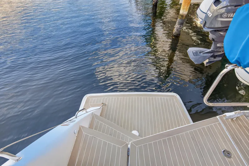 Slide: The Image of Leopard 40 catamaran stern view with Yamaha outboard motor, 2020 model. - 23