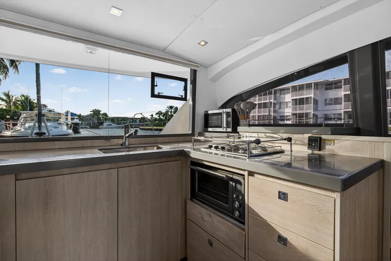 Slide: The Image of Modern kitchen interior on a 2020 Leopard 40 yacht with stainless steel appliances. - 72