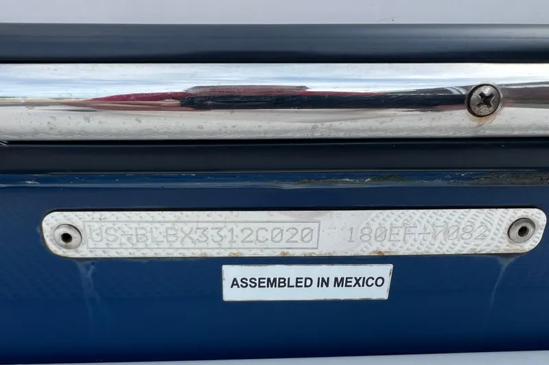 Slide: The Image of 2020 Bayliner Element F18 boat identification plate, assembled in Mexico. - 28