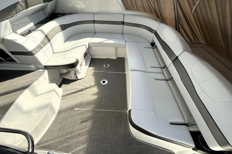 Slide: The Image of 2018 Formula 37 Performance Cruiser interior with sleek kitchenette and seating area. - 11