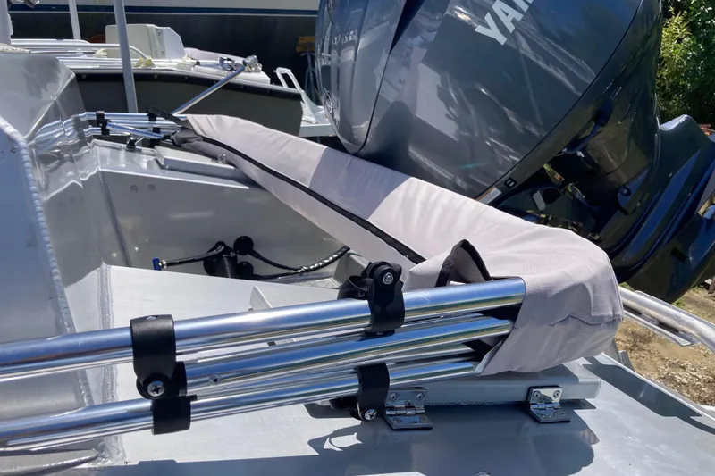 Slide: The Image of Interior view of 2026 Florida Landing Craft 20 with metal flooring and safety equipment. - 7