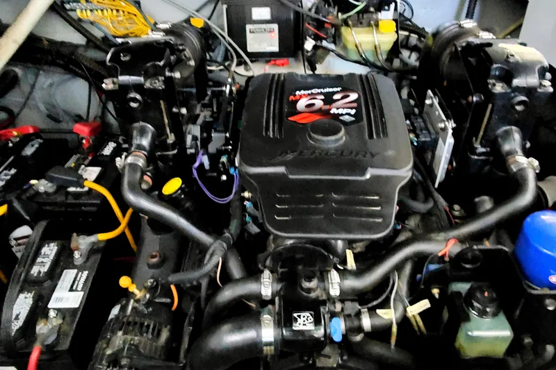 Slide: The Image of Engine compartment of a 2004 Crownline 270 CR with MerCruiser MX 6.2 MPI engine. - 19