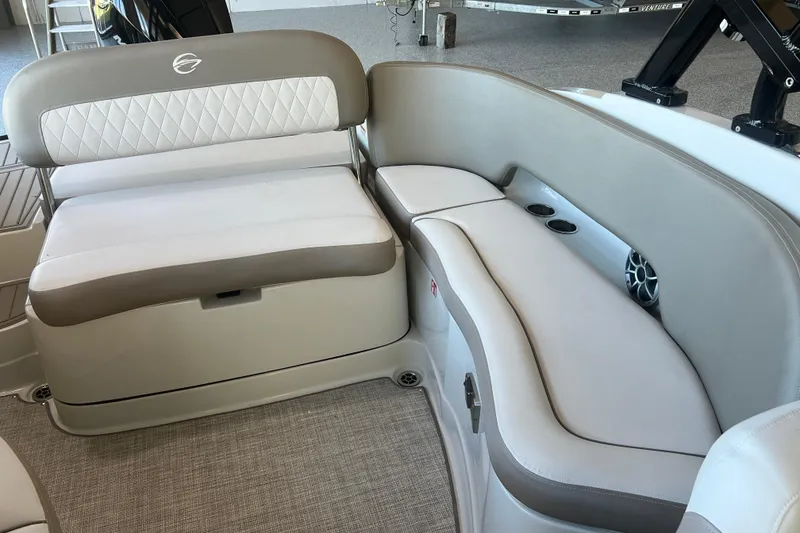 Slide: The Image of 2026 Crownline Eclipse E260 XS boat interior with luxurious seating and modern design. - 33