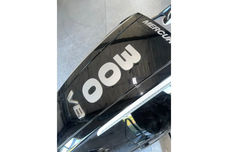 Slide: The Image of 2026 Crownline Eclipse E260 XS boat interior with logo and speaker detail. - 41