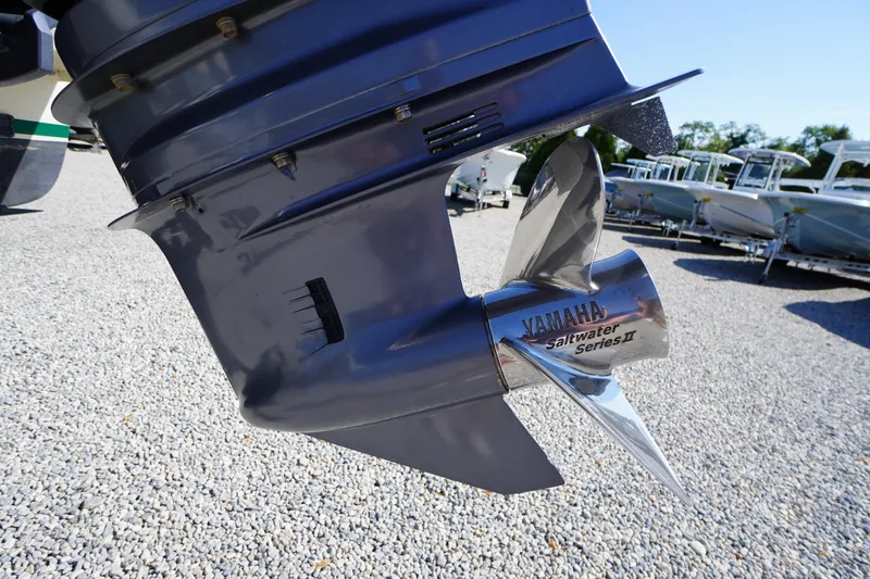 Slide: The Image of Outboard motor with Yamaha Saltwater Series II propeller on 2016 Rosborough 246 Dingby boat. - 54