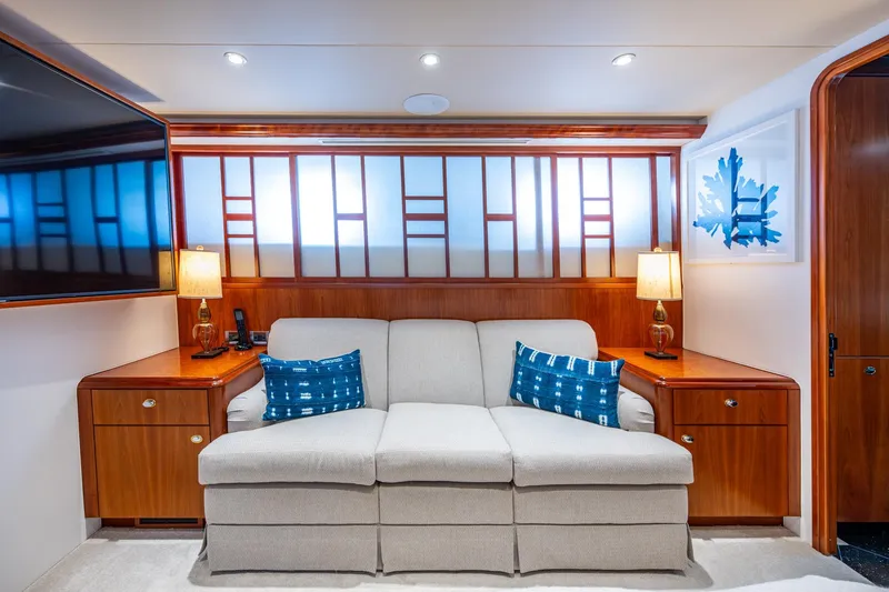 Slide: The Image of Luxurious interior of 2006 Westport 112 yacht with elegant sofa and modern decor. - 33