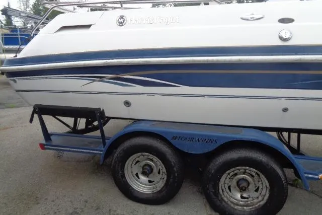 Slide: The Image of 2000 Harris-Kayot 226 Super Deck boat on trailer, side view. - 4