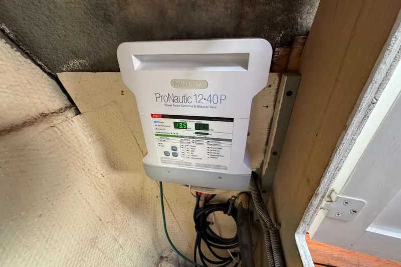 Slide: The Image of ProNautic 12-40P marine battery charger installed on 1986 Luhrs Tournament 290 boat. - 28
