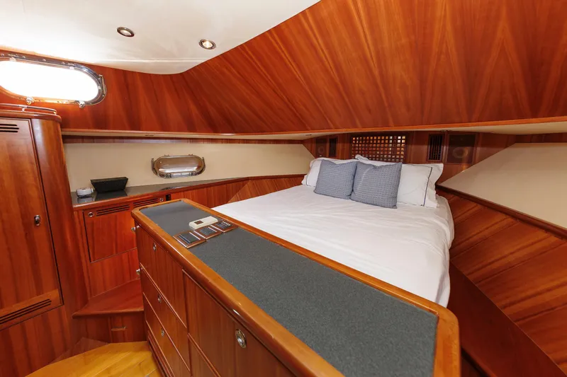 Slide: The Image of Luxurious cabin interior of 2009 Hunt Yachts 52 Express with elegant wood finish. - 44