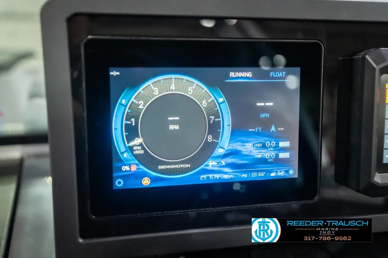 Slide: The Image of Digital dashboard of 2026 Bennington 24 MOFB boat displaying RPM and navigation data. - 40