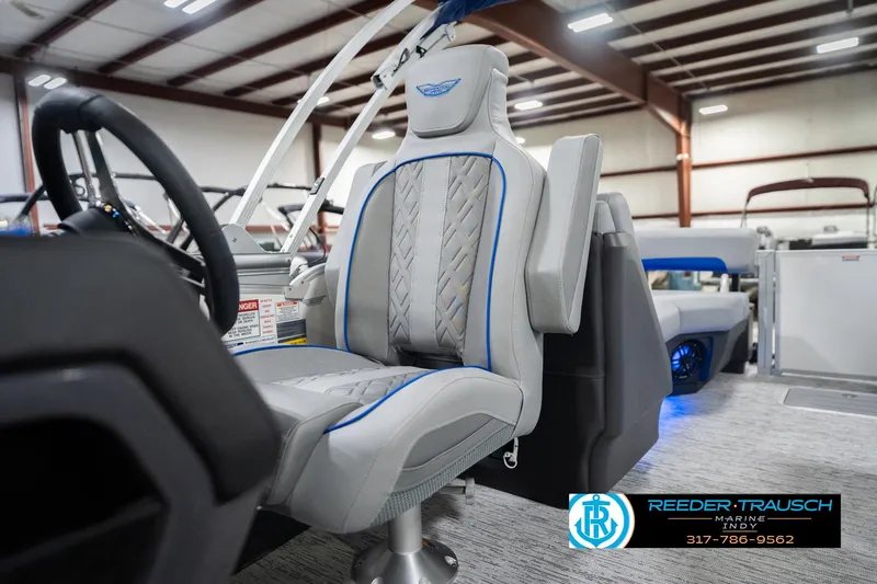 Slide: The Image of 2026 Bennington 24 MOFB boat interior with luxurious seating and modern design. - 44