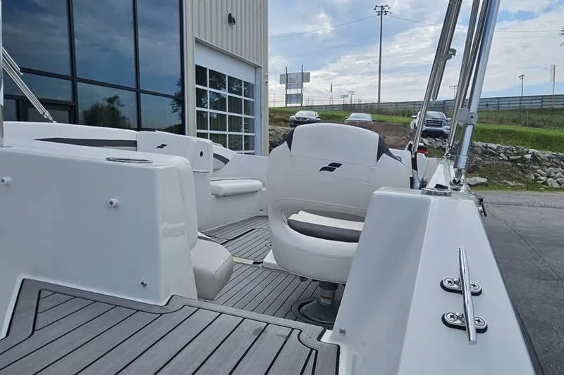 Slide: The Image of 2023 Starcraft SVX 171 OB boat interior with modern seating and sleek design. - 9