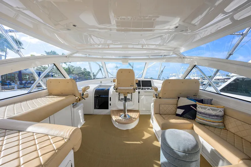 Slide: The Image of Luxurious interior of 2015 Viking 52 Open yacht with plush seating and helm station. - 20