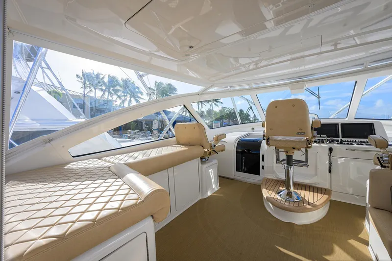 Slide: The Image of Luxurious interior of 2015 Viking 52 Open yacht with plush seating and modern controls. - 22