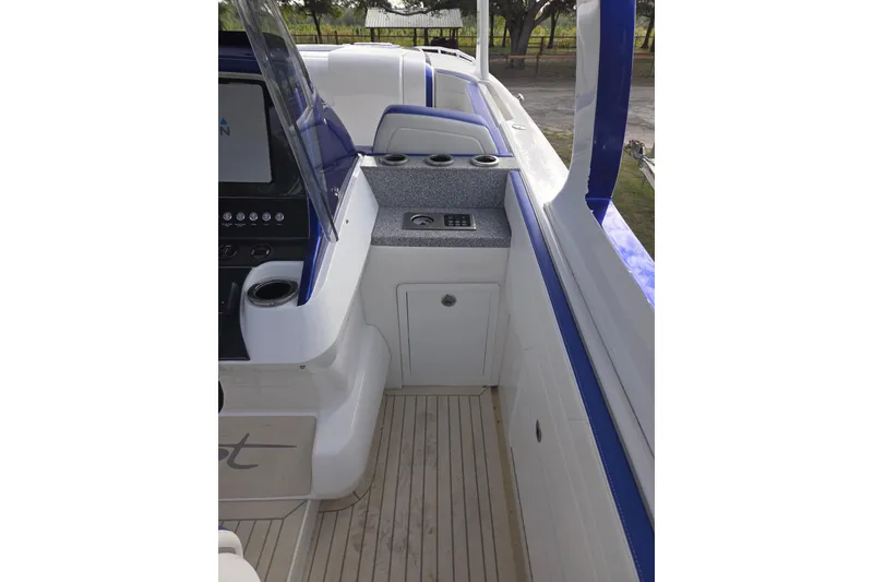 Slide: The Image of 2019 Concept 44' Cuddy Cabin boat interior with sleek design and modern amenities. - 18