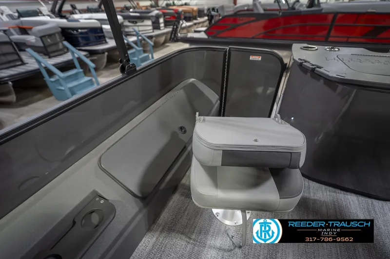 Slide: The Image of 2026 Bennington 22 SF boat interior with gray seating and modern design. - 34
