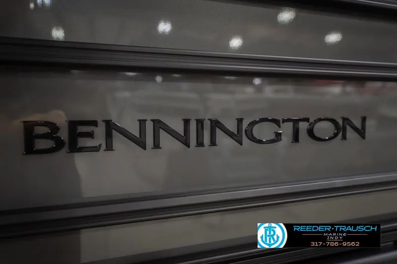 Slide: The Image of 2026 Bennington 22 SF boat logo with Reeder-Trausch Marine contact details. - 57