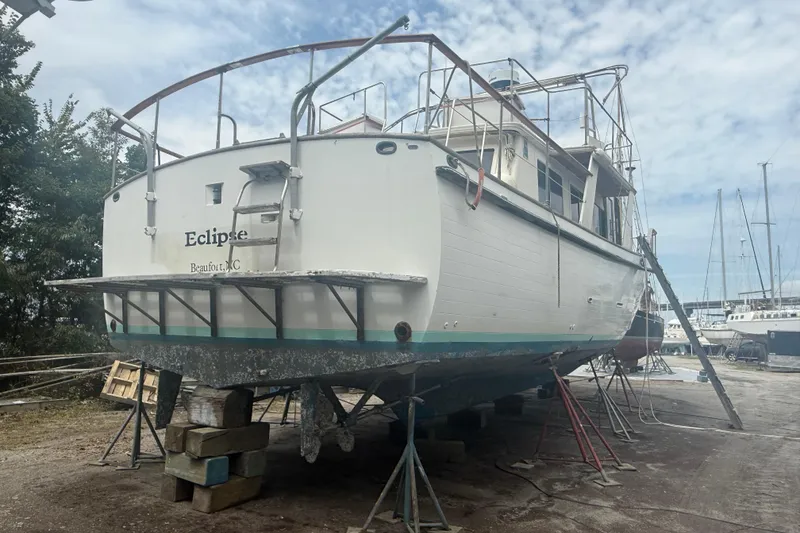Slide: The Image of 1982 Albin 49 Trawler "Eclipse" on dry dock in Beaufort, NC, under maintenance. - 40
