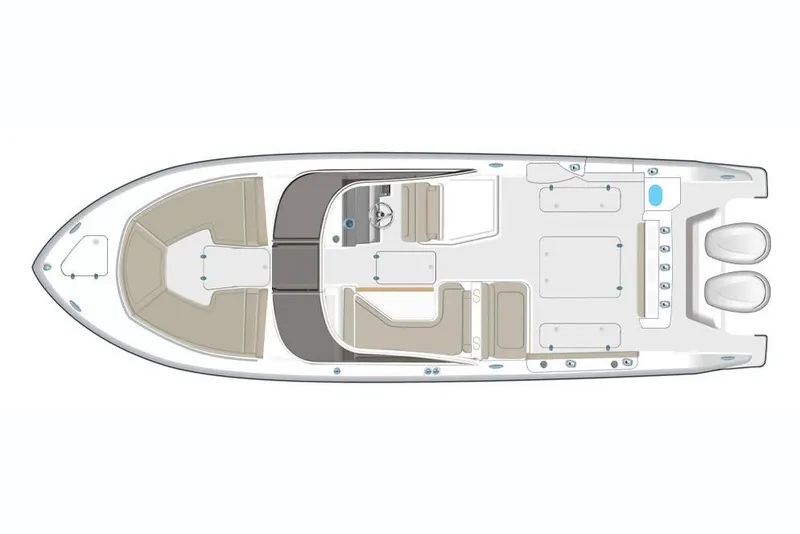 Slide: The Image of Manufacturer Provided Image: Top view of 2021 Pursuit DC 326 Dual Console boat layout. - 16
