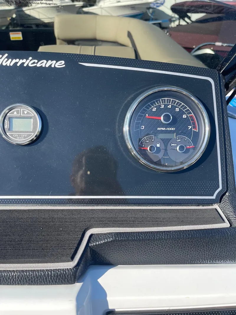 Slide: The Image of Dashboard of 2023 Hurricane FunDeck 2360 SBC boat with gauges. - 27