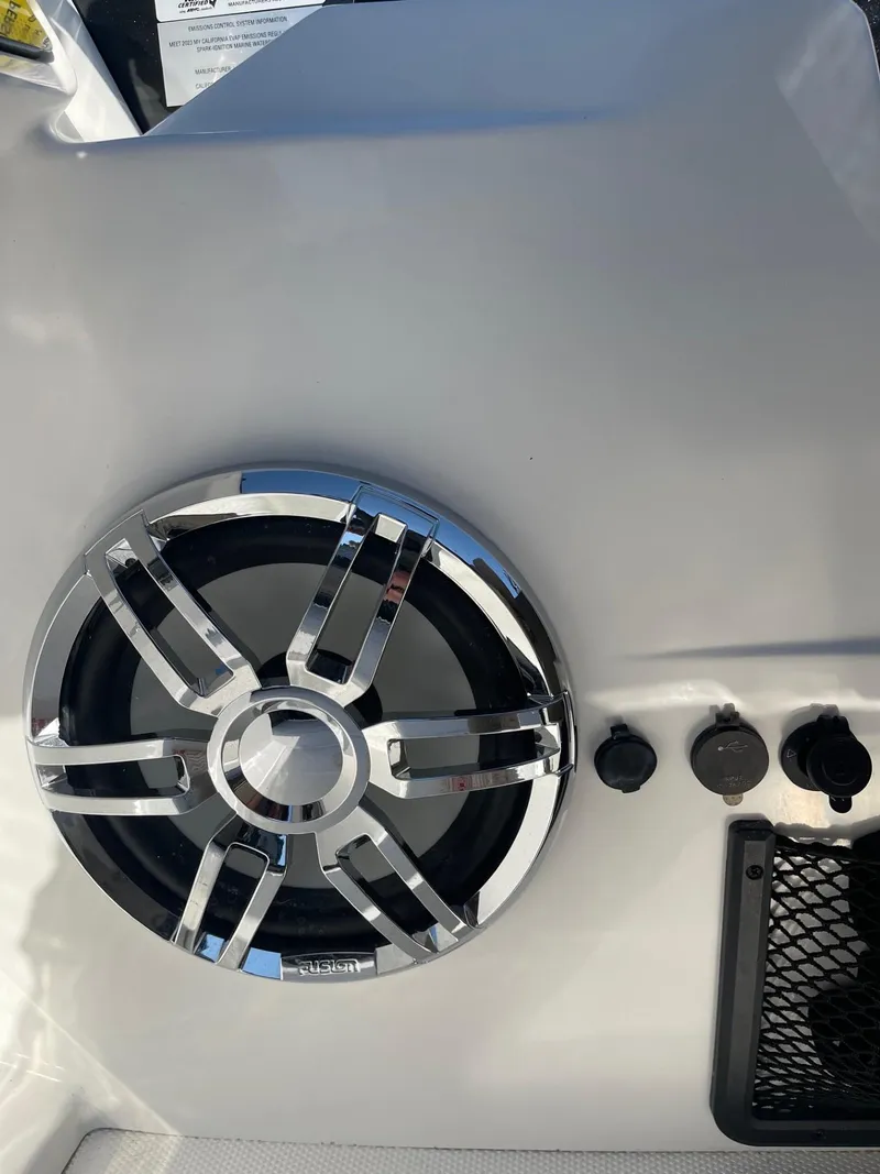 Slide: The Image of 2023 Hurricane FunDeck 2360 SBC boat speaker and control panel. - 30