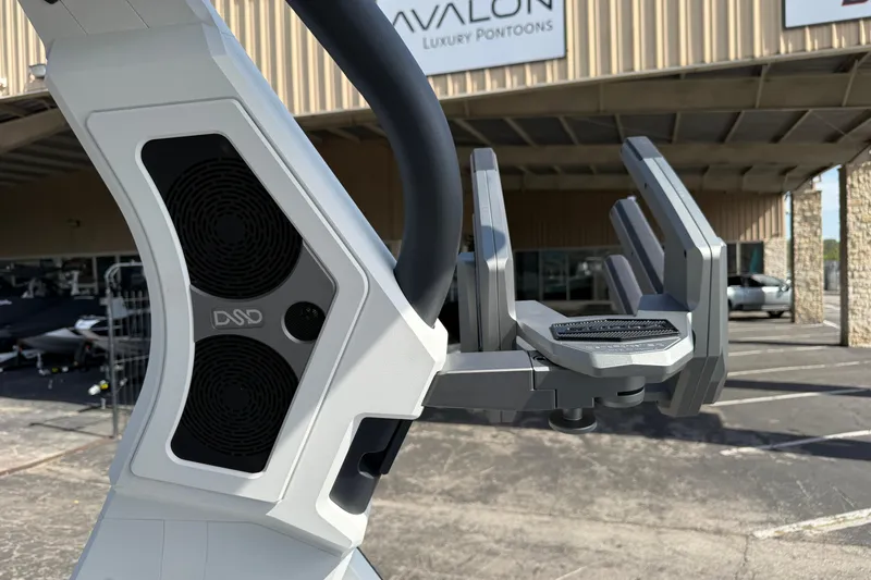 Slide: The Image of Close-up of 2026 Supra SA 450 boat tower with speakers and board rack. - 34