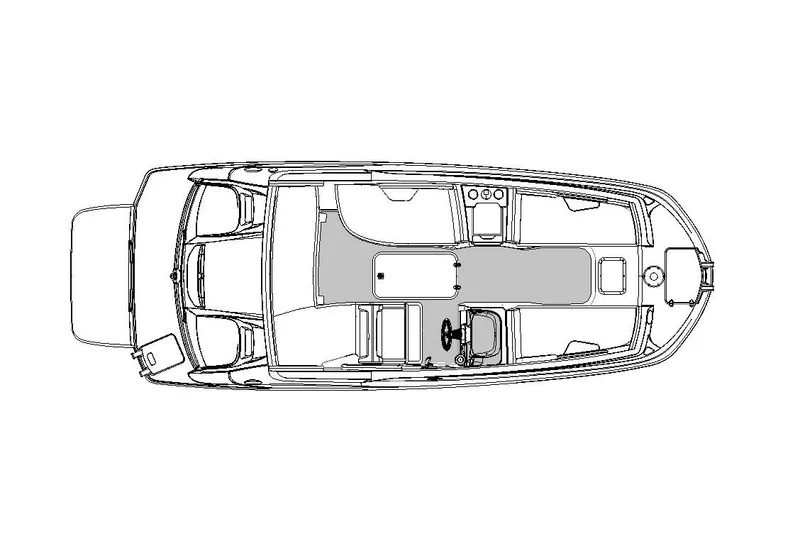 Slide: The Image of Top view schematic of 2022 Hurricane SunDeck Sport 205 IO boat layout. - 1
